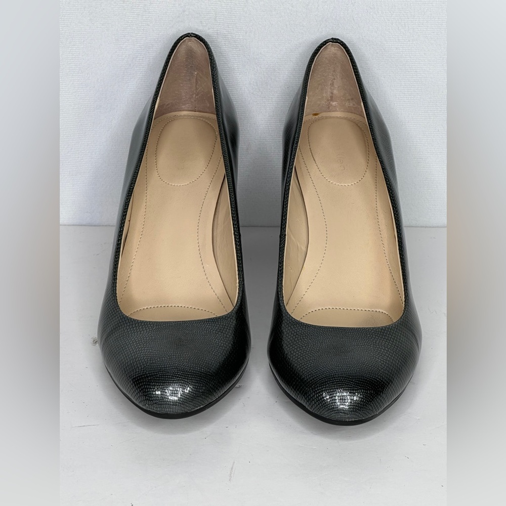 Calvin Klein‎ Renni Olive Gray Pumps Lizard Print Patent Officewear Sz 9 1/2 - Picture 4 of 12